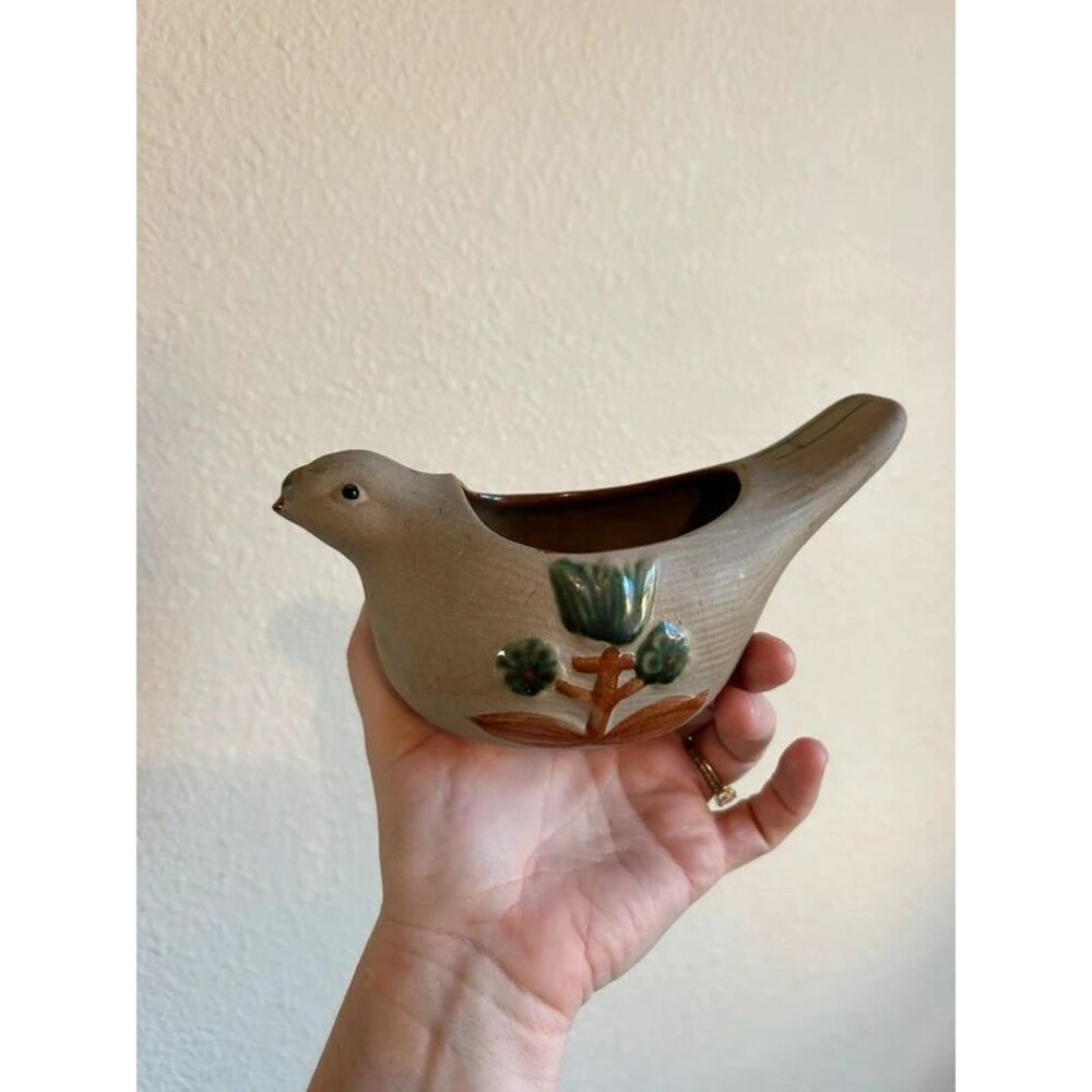 Vintage 1970s Ceramic Bird Planter Folk Art Dove - Picture 3 of 5